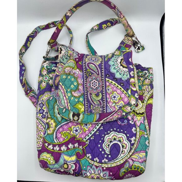 Vera Bradley Purple Paisley Convertible Backpack Purse With Adjustable Straps Zi - Picture 7 of 9